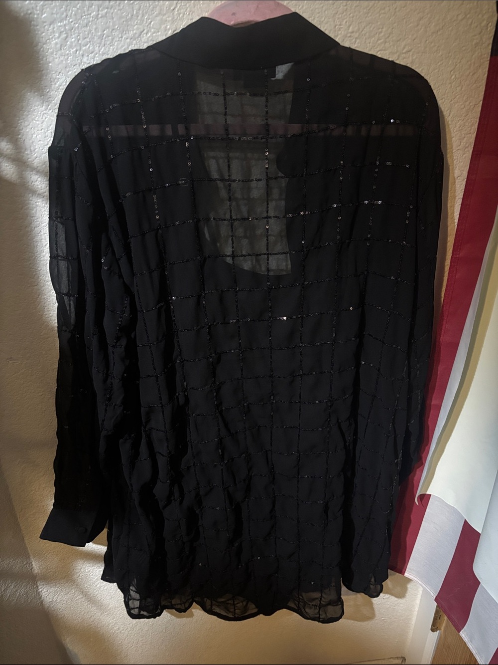 Adrianna Papell Black Sheer Mini Dress Cover-Up - Picture 2 of 3